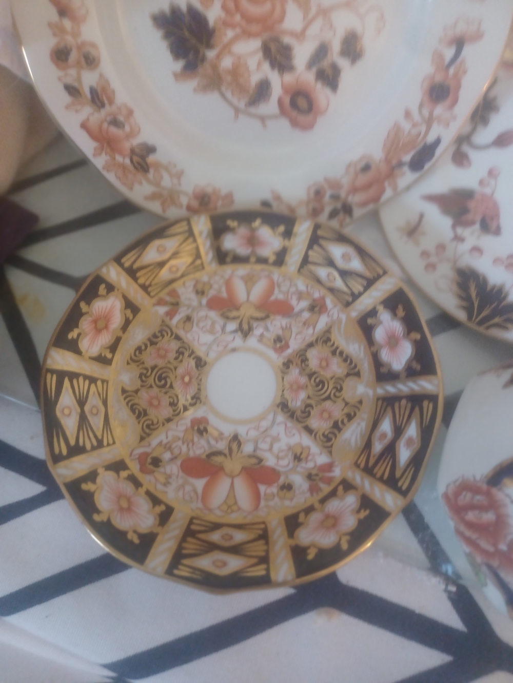 Ornate Floral Gold Accent Decorative Plate - Pink and Black Memorial Day Sale Sh